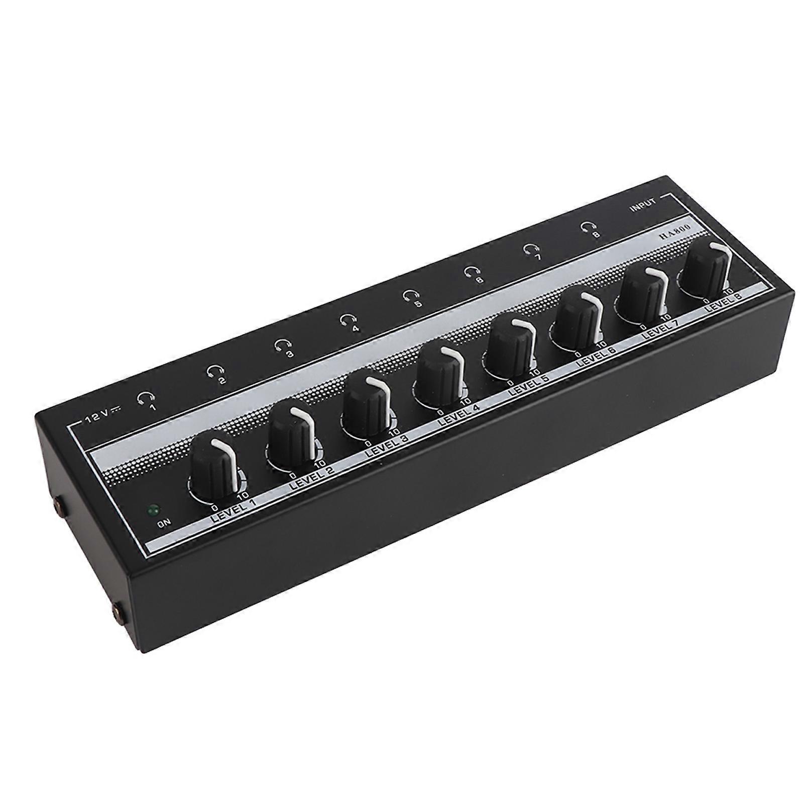 Headphone Amplifier 8 Channel Portable Metal Stereo Amplifier for Studio and Stage