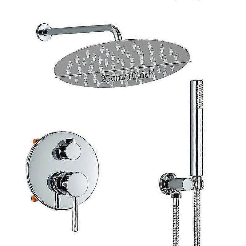 Verdeckte Duscharmatur Badezimmer Embedded Set mit runden Mischern, Regenduschkopf und Handhalter