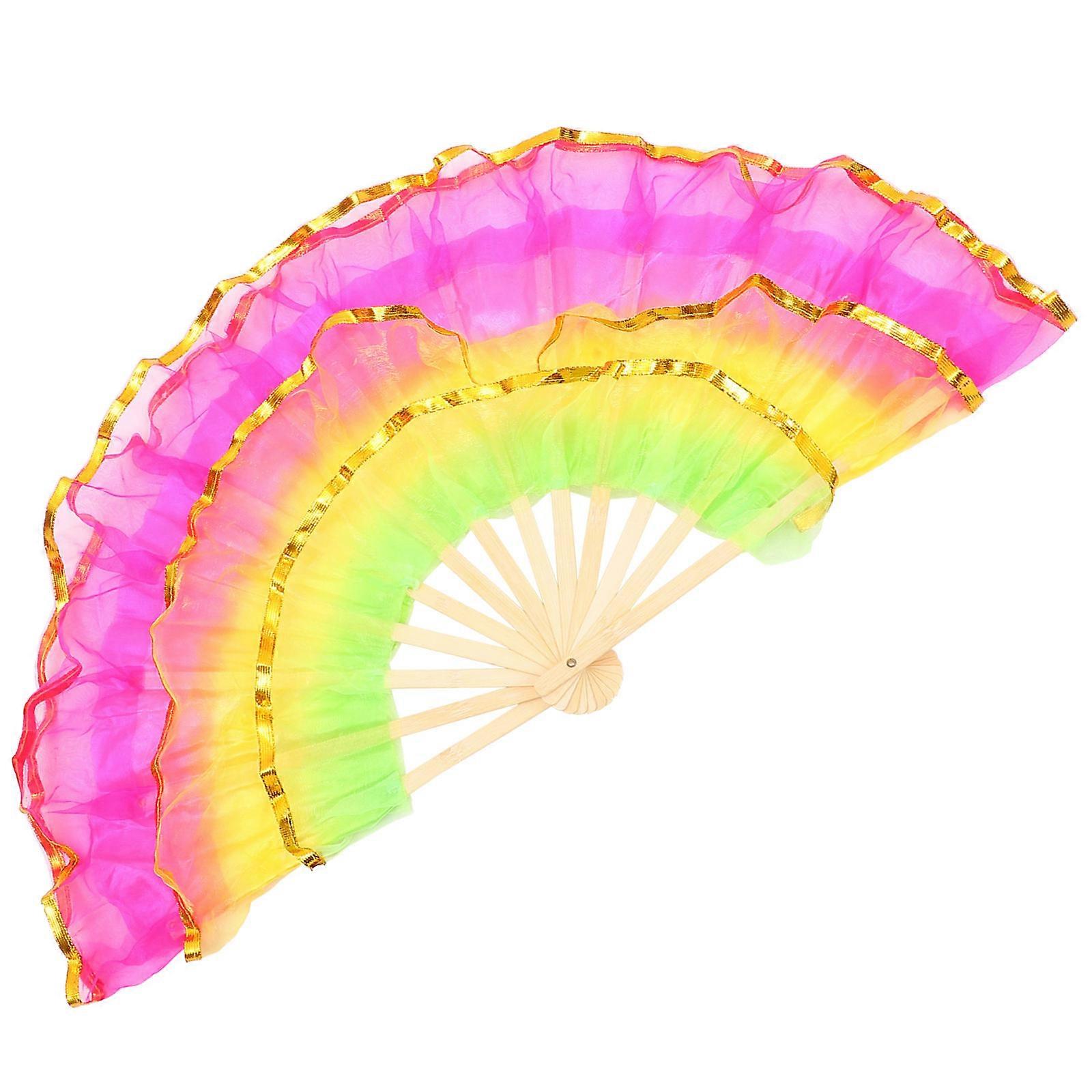 Letvægts farverig foldeventilator til dans, yoga, scene, fester, bryllupper og gaver