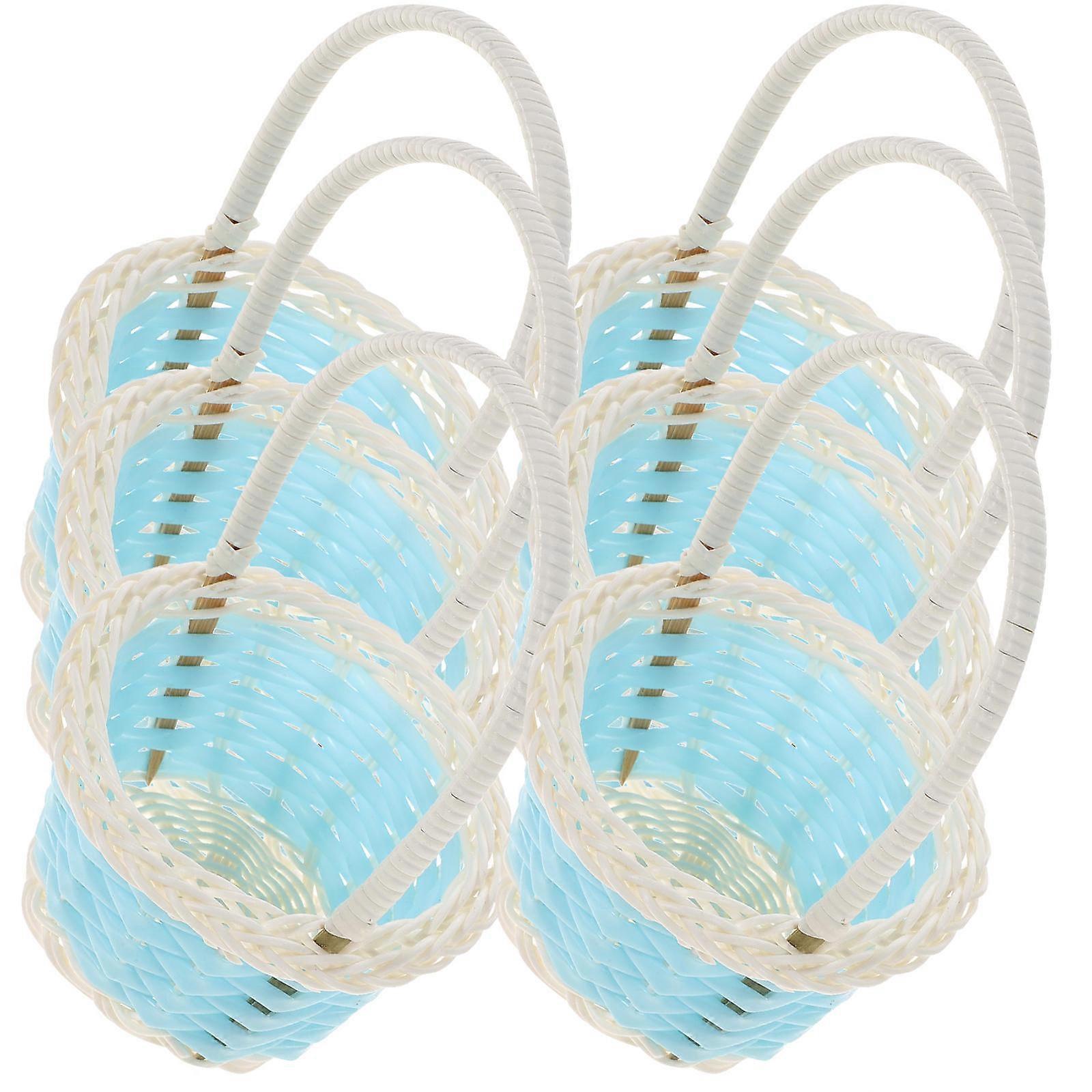 Tiny Woven Basket Plastic Basket for Decoration 6Pcs Set