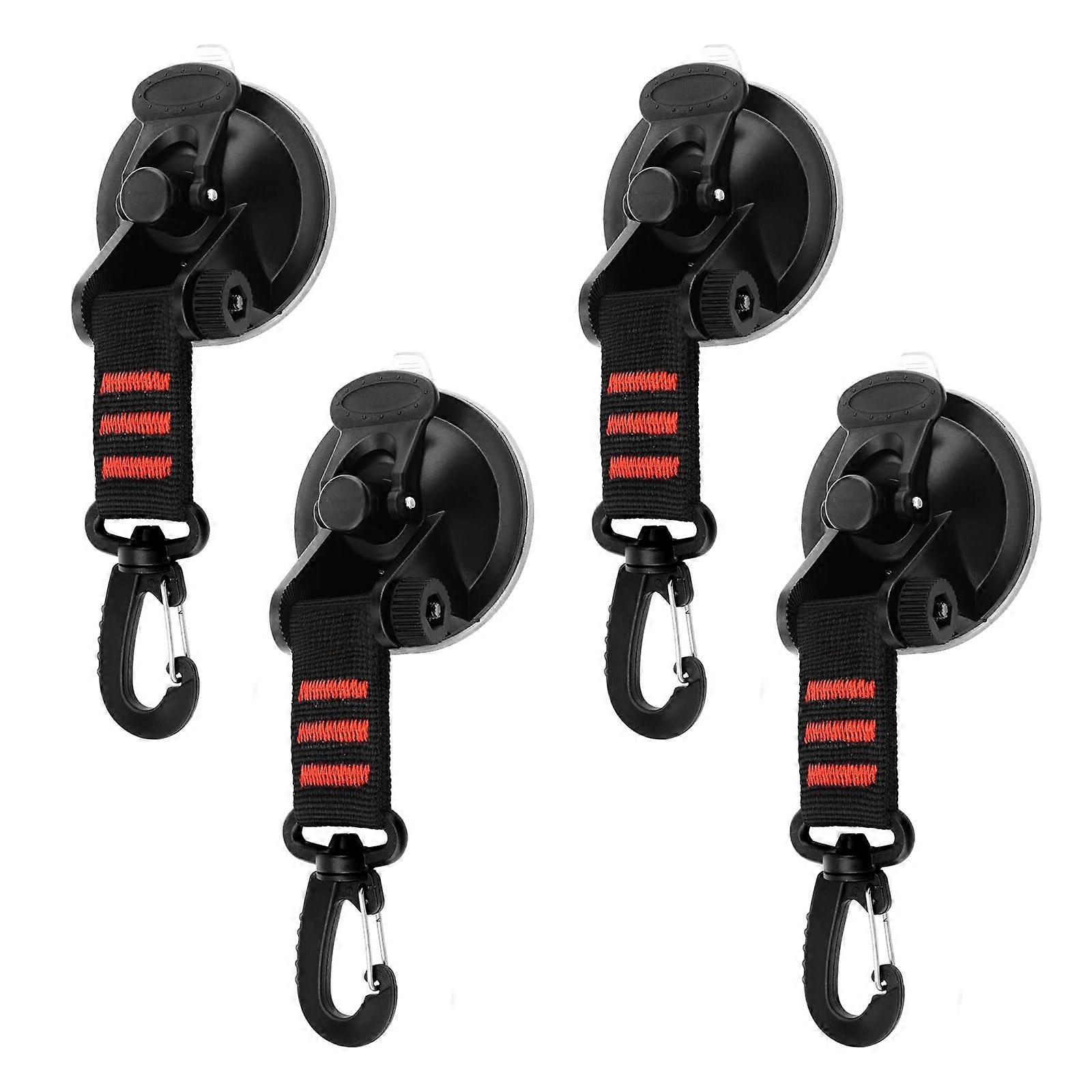 Suction Cup Hooks for Camping, 4-Pack Extra Strong Multifunctional Suction Cups for Home, Car, Awning, and Motorhome