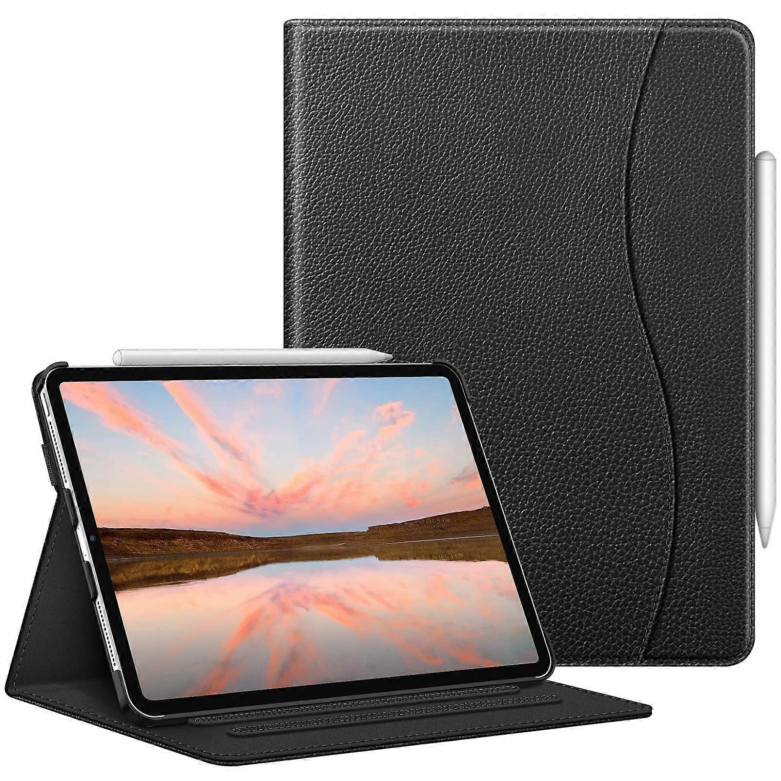 iPad Pro 11 Inch Case 4th/3rd/2nd Gen 2022/2021/2010 - Multi-Angle Folio with Pen Holder, Document Compartment, Auto Sleep/Wake, Black
