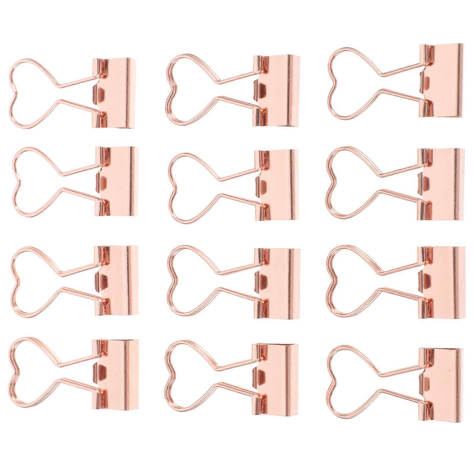 Sturdy Metal Document Clips for School in Rose Gold 12 Pieces Small Size