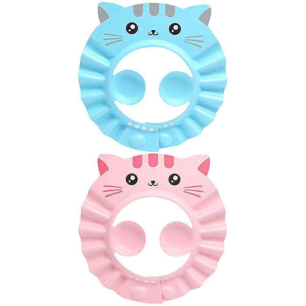 Bath Hat for Babies Cartoon Pattern Bathing Protect Ears EVA 28.5X28.5cm 2Pack