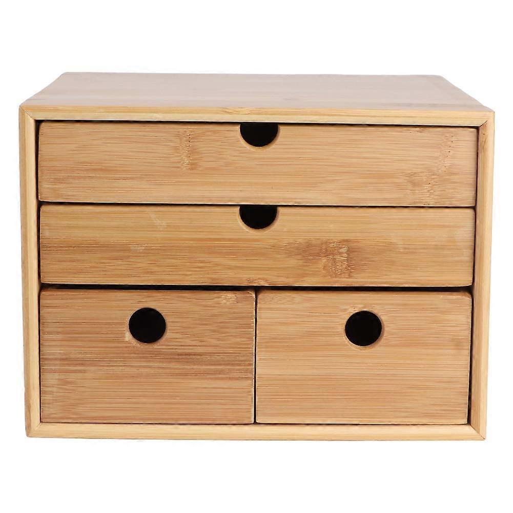 Vintagestyle wooden tea tray, 3layer, large capacity, with drawer, rustic tea storage holder for home, smooth surface.