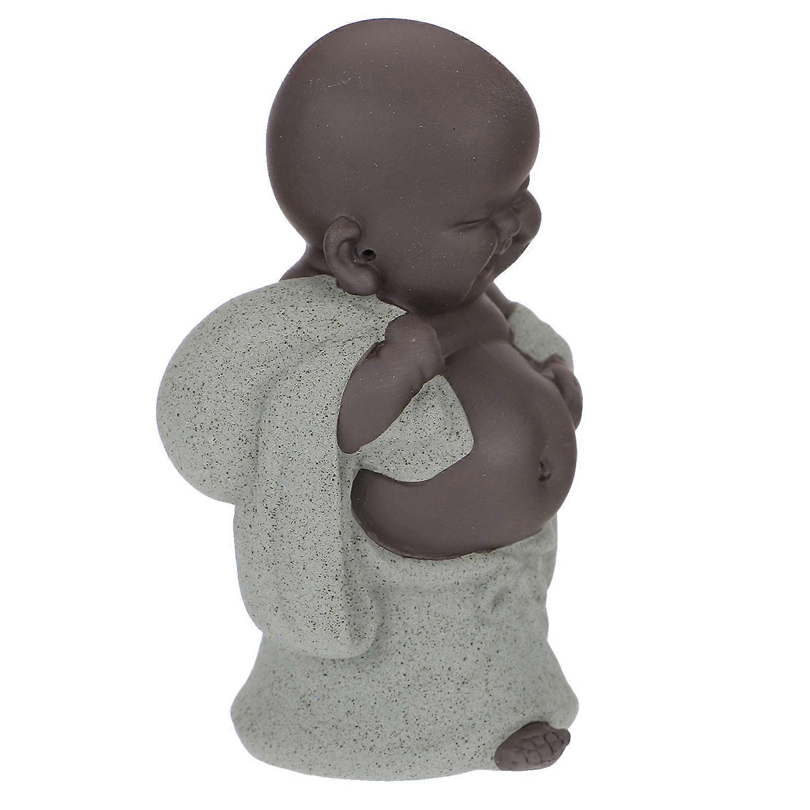 Purple Maitreya Tea Pet Buddha Figurine, Desktop Ornament with Fine Detail, Non Fading Craft for Home and Office Decoration