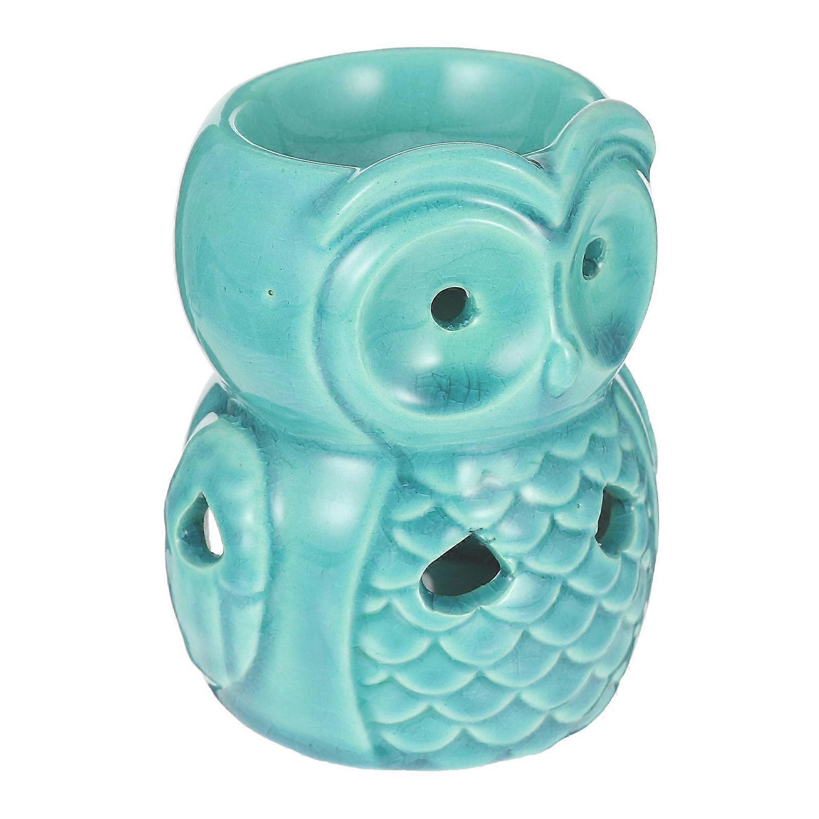 Owl Shaped Decorative Aroma Diffuser Ceramic Incense Burner For Home Decor And Office Decor In Blue Color With Aromatherapy Function 1Pc