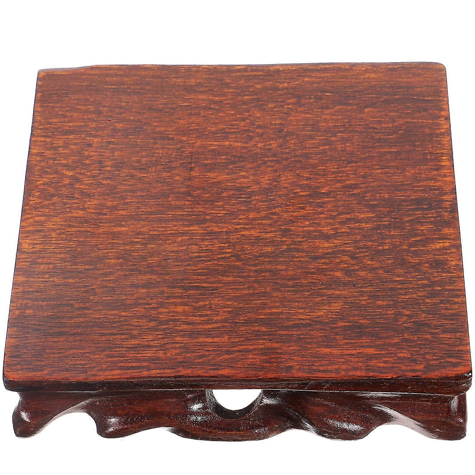 Wooden Base 12cm Square Figurine Display Stand for Buddha Statue Planter Riser