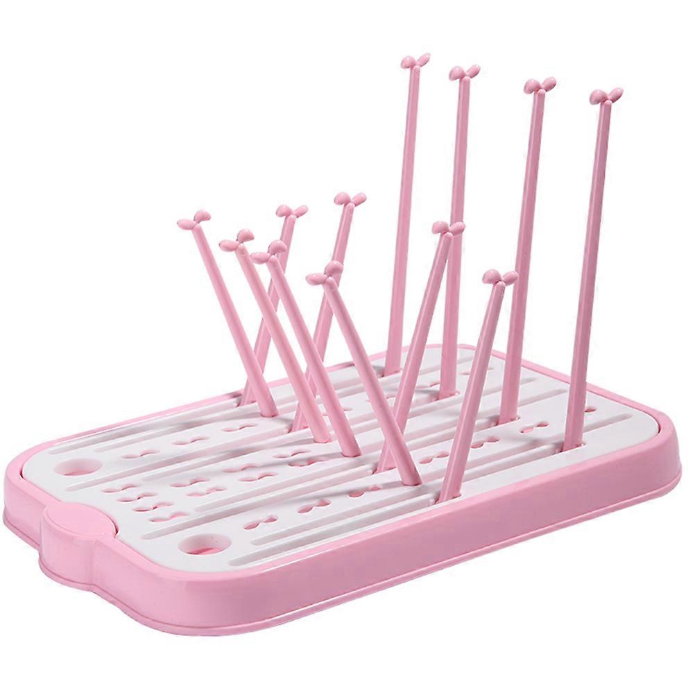 Foldable Baby Bottle Drying Storage Rack 1 Set Multifunction Feeding Bottle Organizer Pink