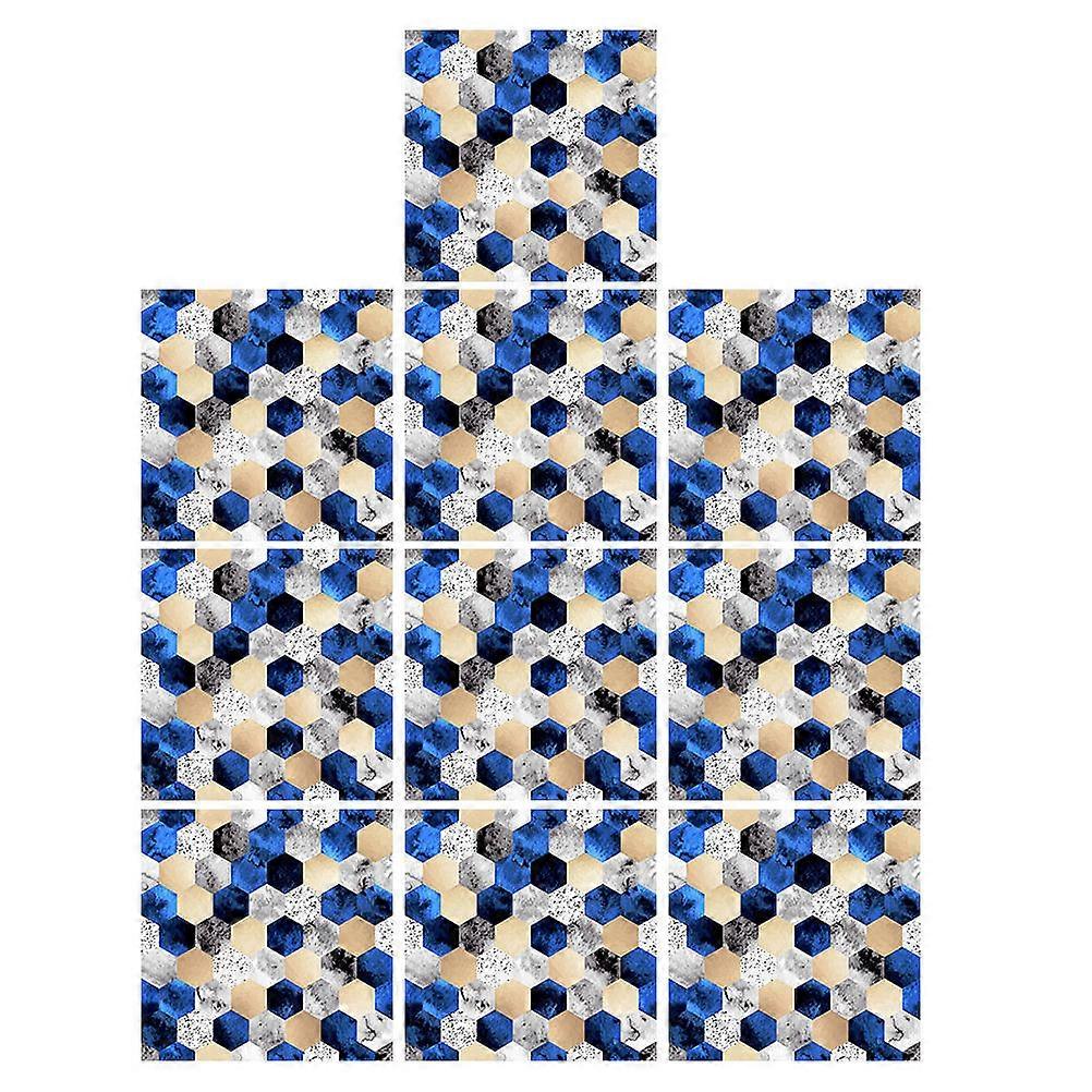 10 Set Hexagon Tile Sticker Waterproof Design For Bathroom Counter Easy To Remove Self-Adhesive Wall Decal