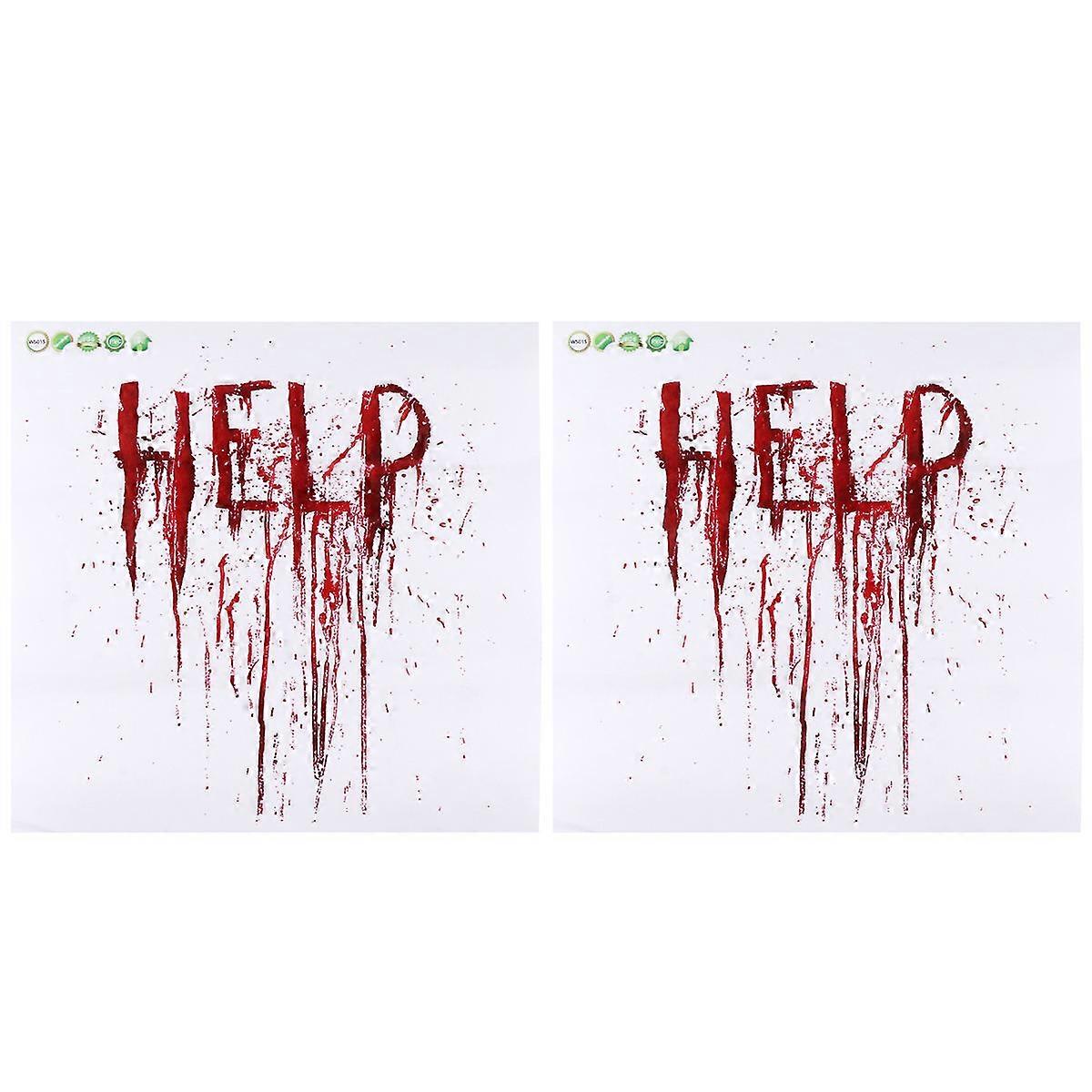 Party Halloween Sticker 2Pcs Scary Decorations Red SOS Signal Wall Stickers 30X30X0.1CM Ideal For Halloween Party Celebrations
