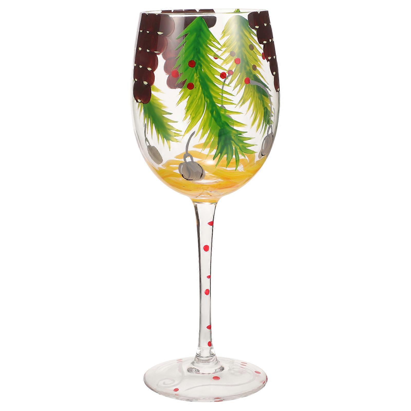 Xmas Wine Glass Tall Stemmed Goblet Suitable For Christmas Parties 450ML 1Pcs