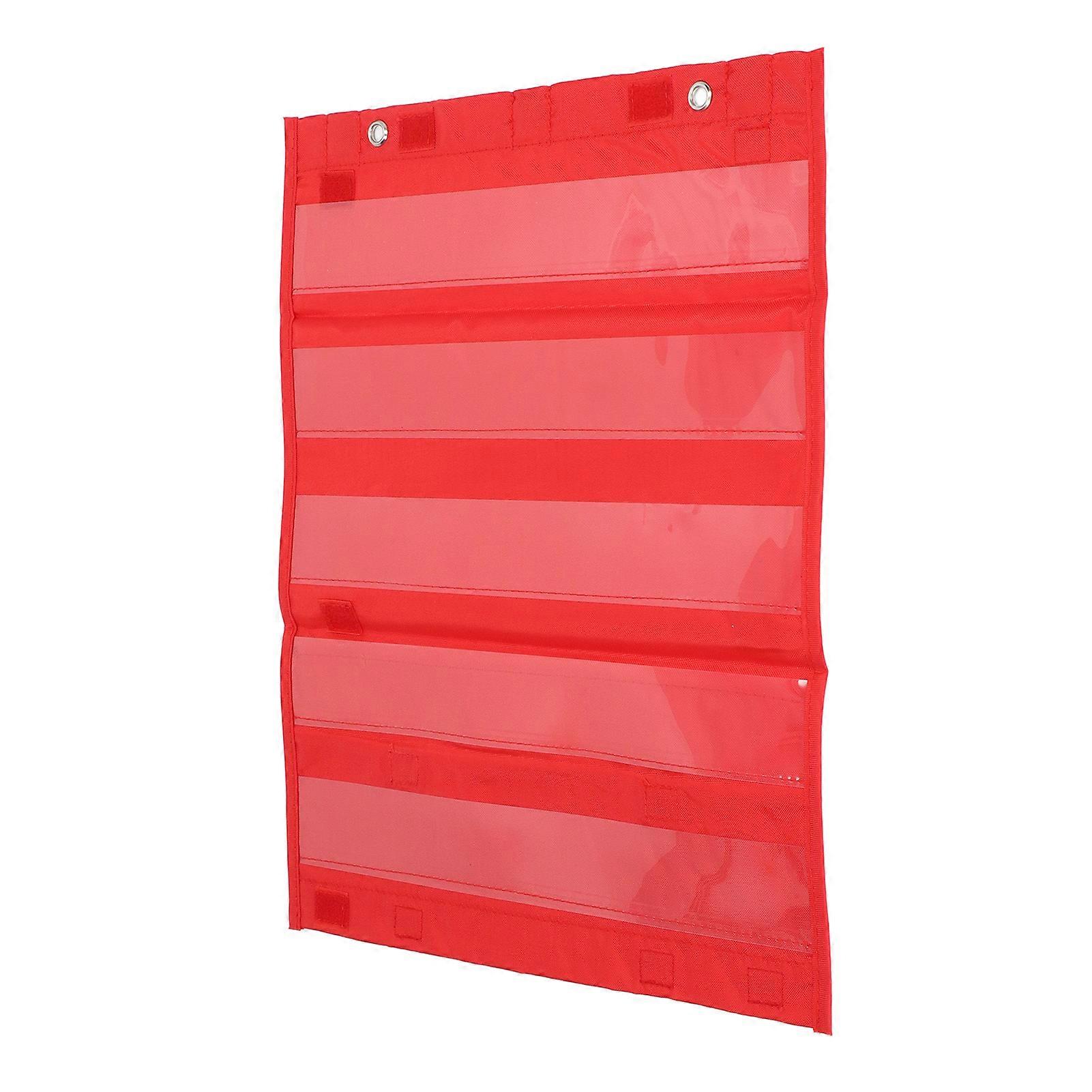 Magnetic Pocket Chart for Students 5 Rows Transparent Pockets Schedule Pocket Chart for Home School Activities Red 