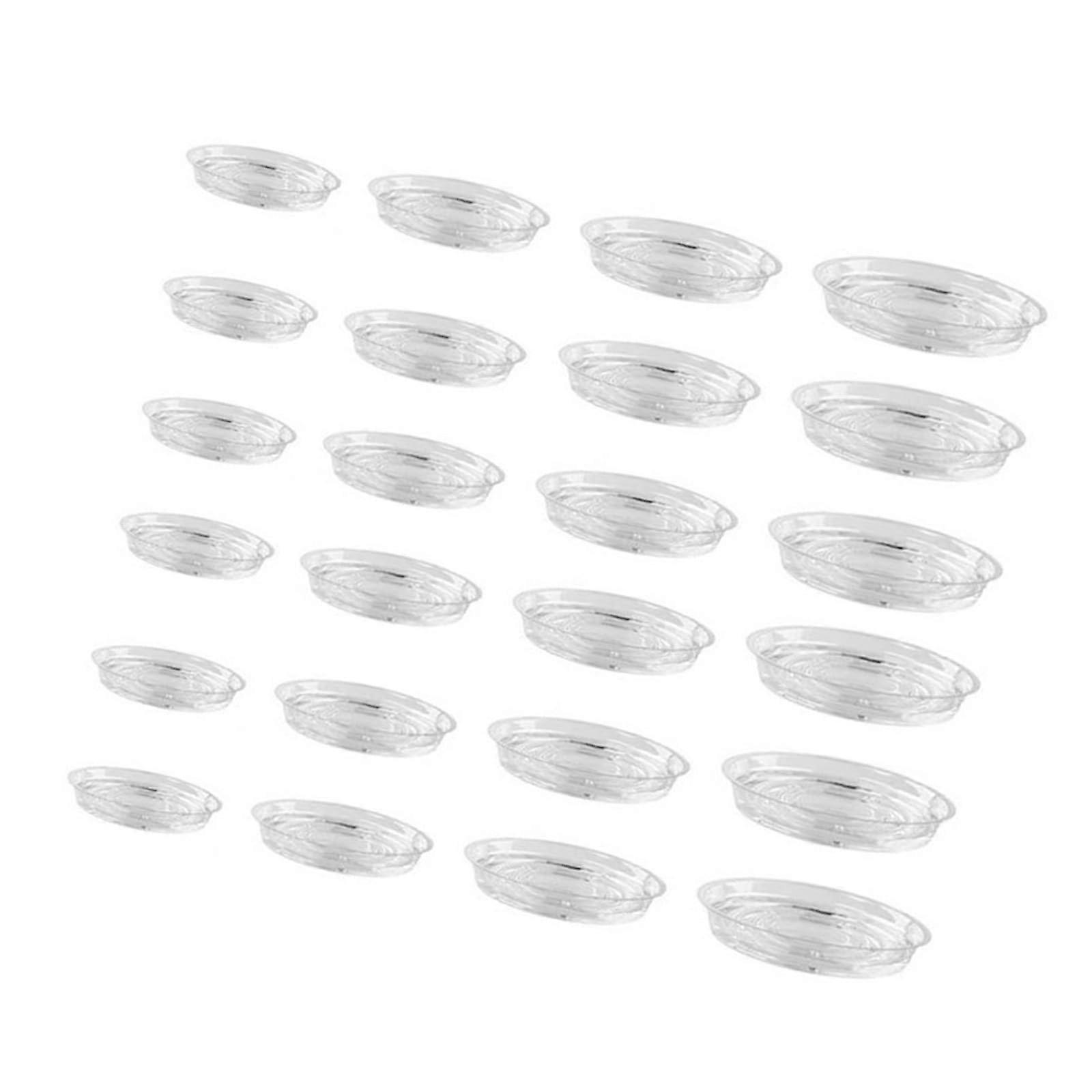 Clear Plastic Flower Pots with Saucer Set of 24 for Indoor and Outdoor Planting, Available in 6/8/10/12 Inch Sizes