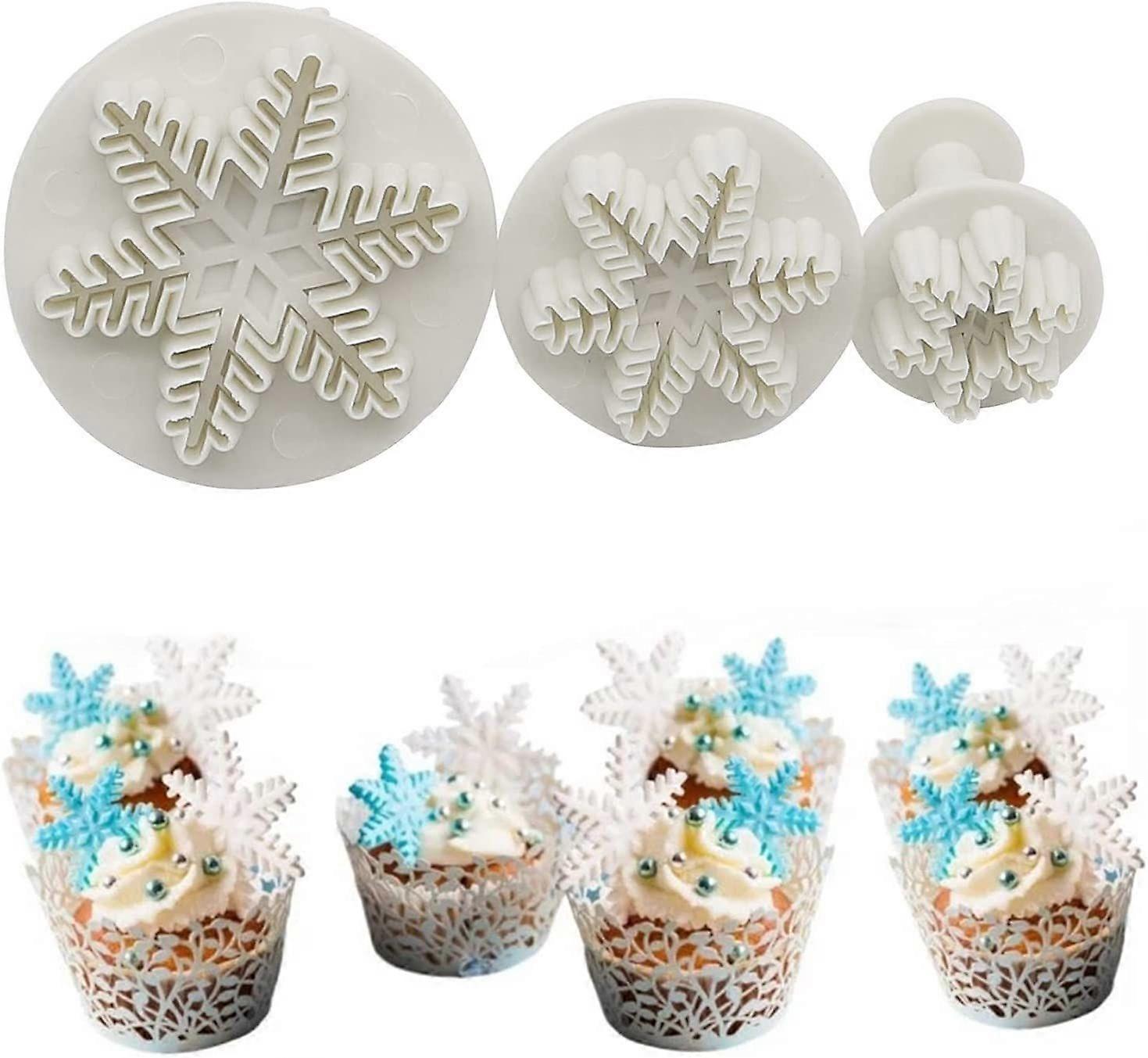 Snowflake Cake Plunger - Christmas Cookie Cutter (White)