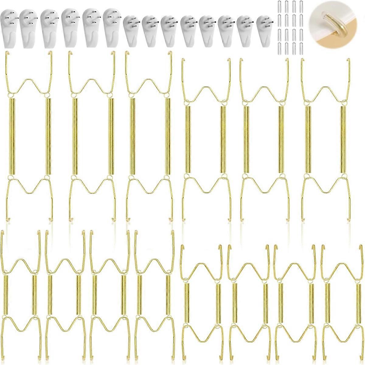 Plate Wall Hangers for Display - 6/8/10/12 Inch Plates Hanger, for 5.5 to 12.5 Inch Decorative Plates and Arts Gold