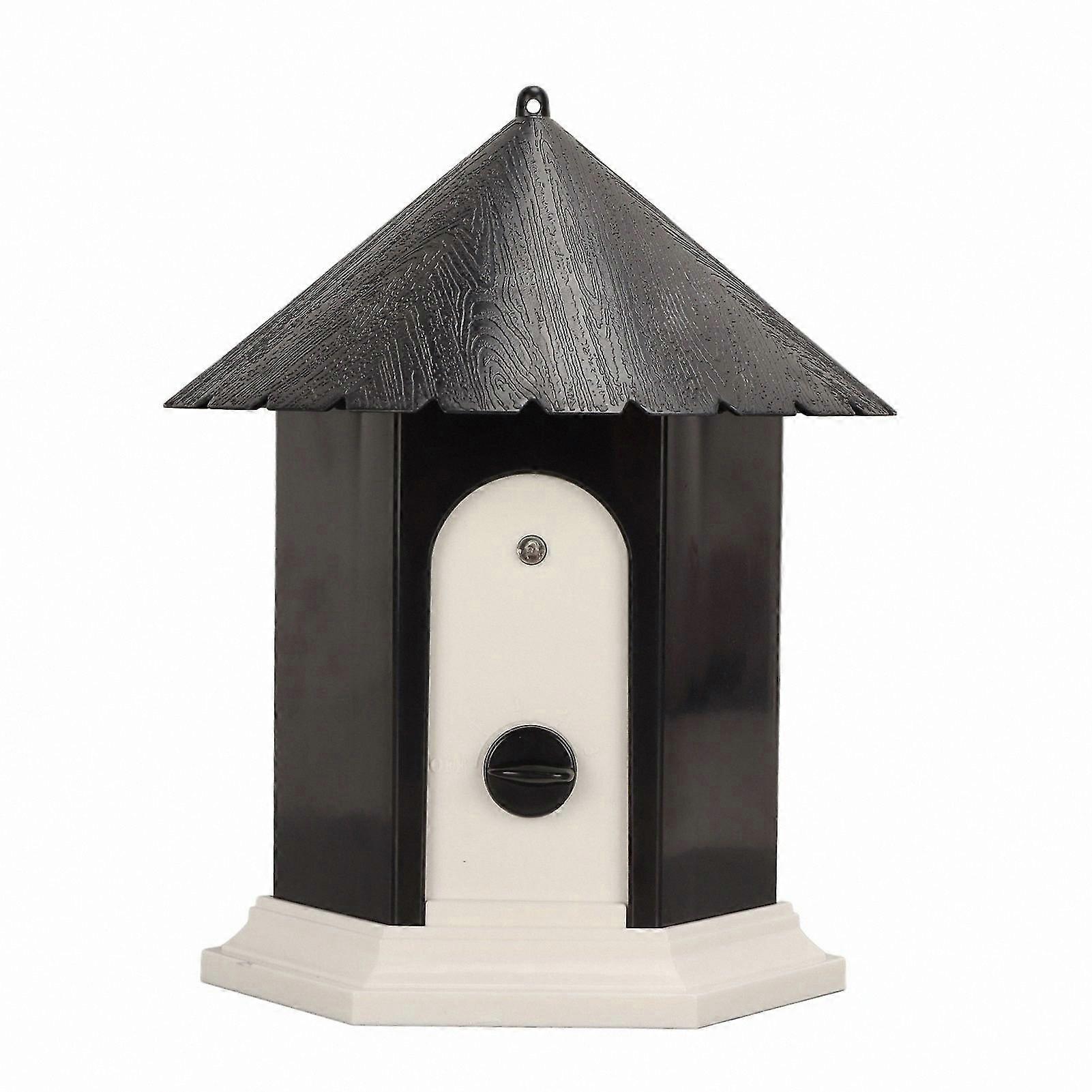 Backyard Bird House Style Ultrasonic Dog Bark Deterrent with Adjustable Settings for Outdoor Use