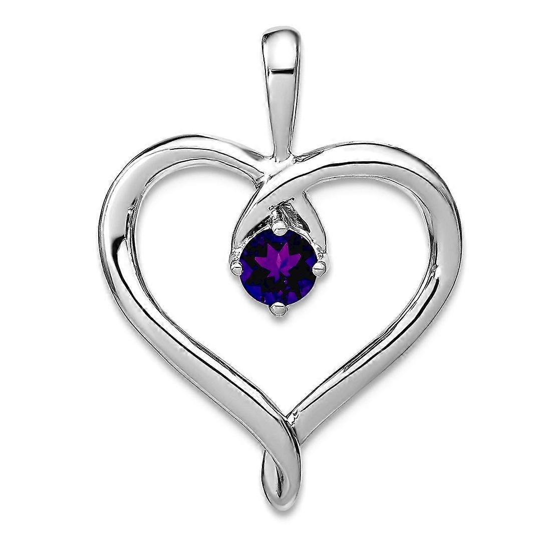 18.6mm 14k White Gold Amethyst Love Heart Pendant Necklace-Pendant for Women - 2.2 Grams .24 cwt