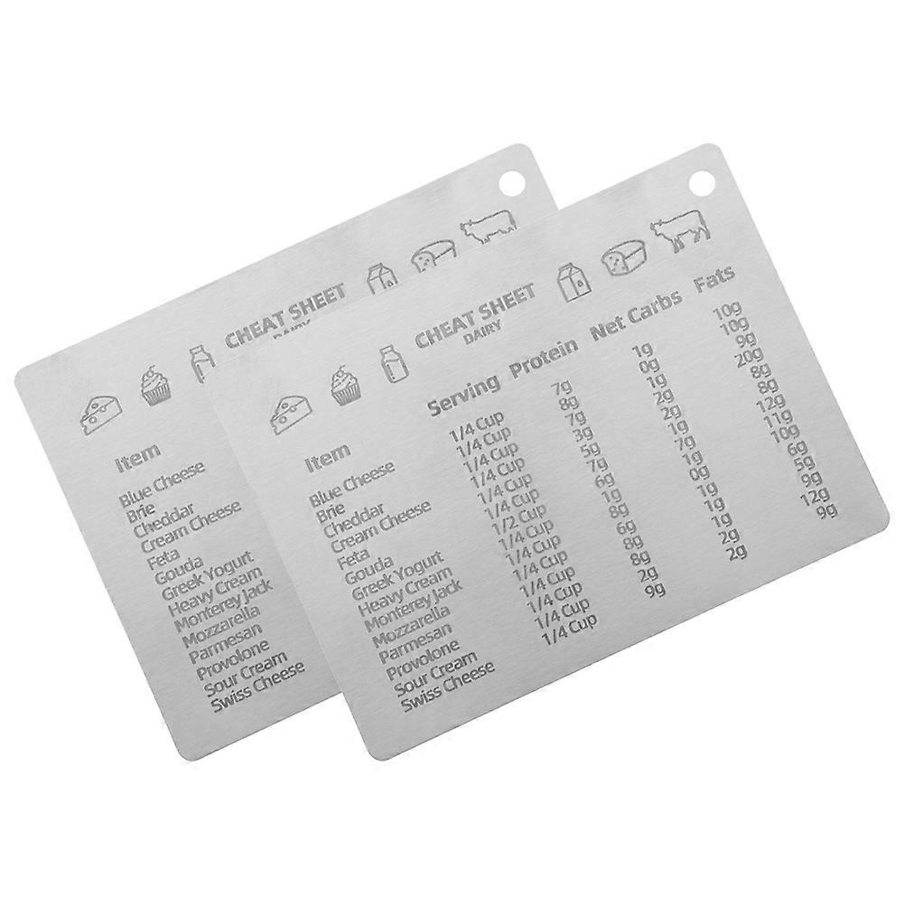 2Pcs Kitchen Conversions Chart Magnet Metal Refrigerator Magnetic Measurement Conversion Chart