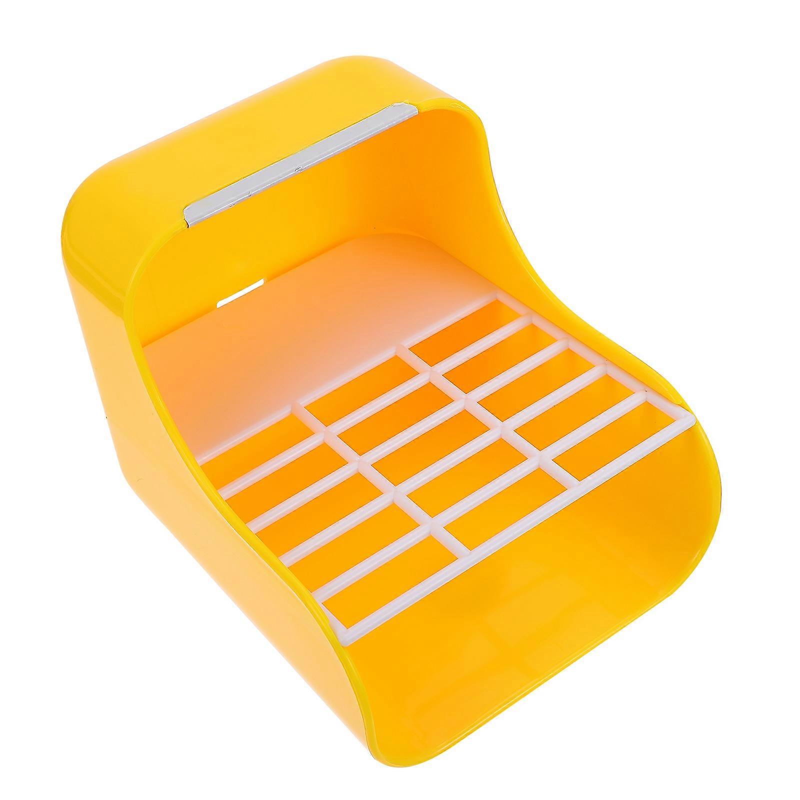 Rabbit Feeder Cage Accessories Flat Bottom Plastic Yellow for Daily Use 1Pcs