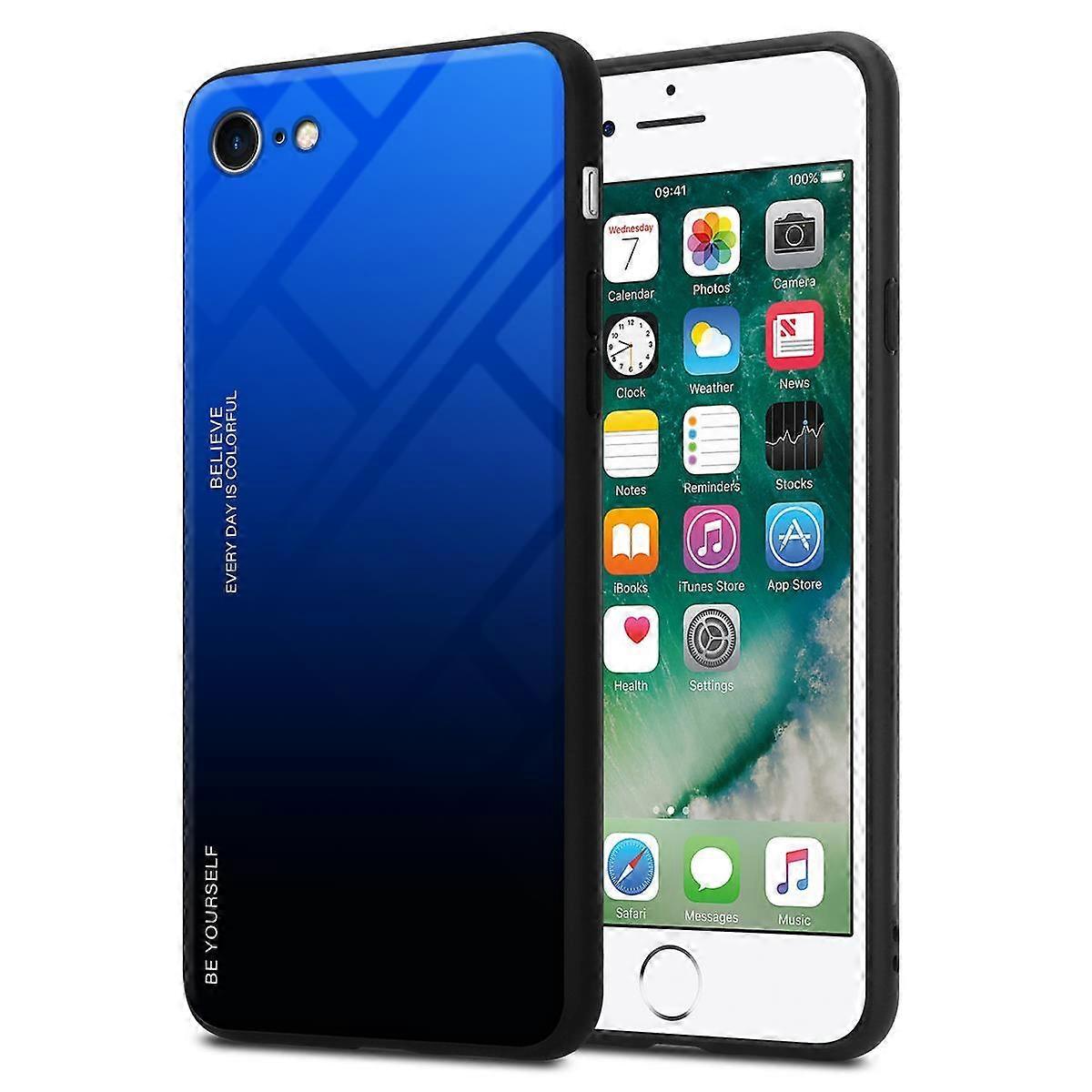 ケース iPhone 7 / 7S / 8 / SE 2020 TPU 保護ケース - 保護ガラス付き裏表紙 - ツートンカラー