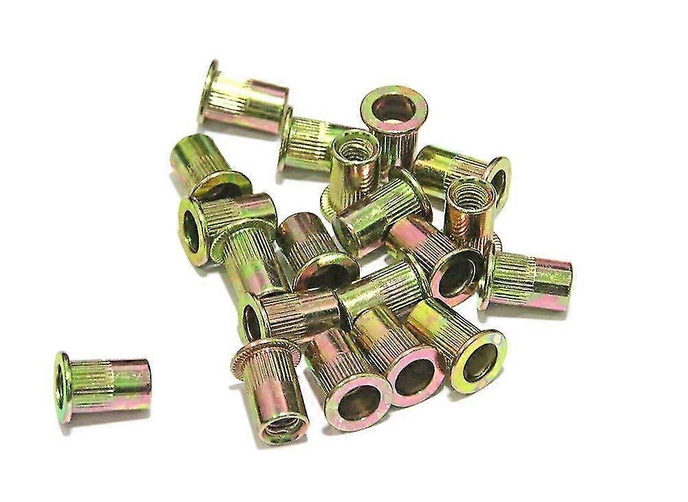 10pcs Plated Carbon Steel Rivet Nut Flat Head Insert Nutsert M6*15