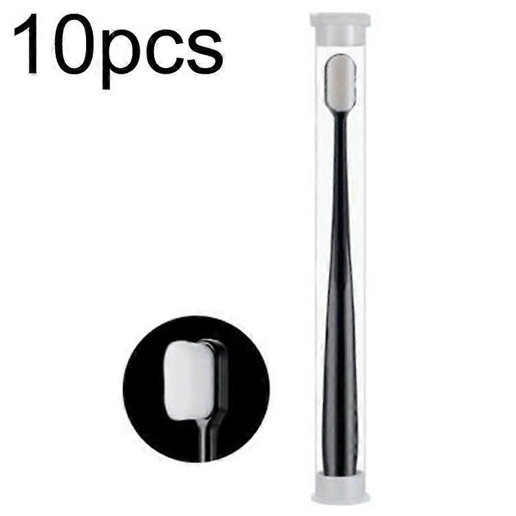 10pcs Nano Soft Bristle Toothbrush Black Flat-head