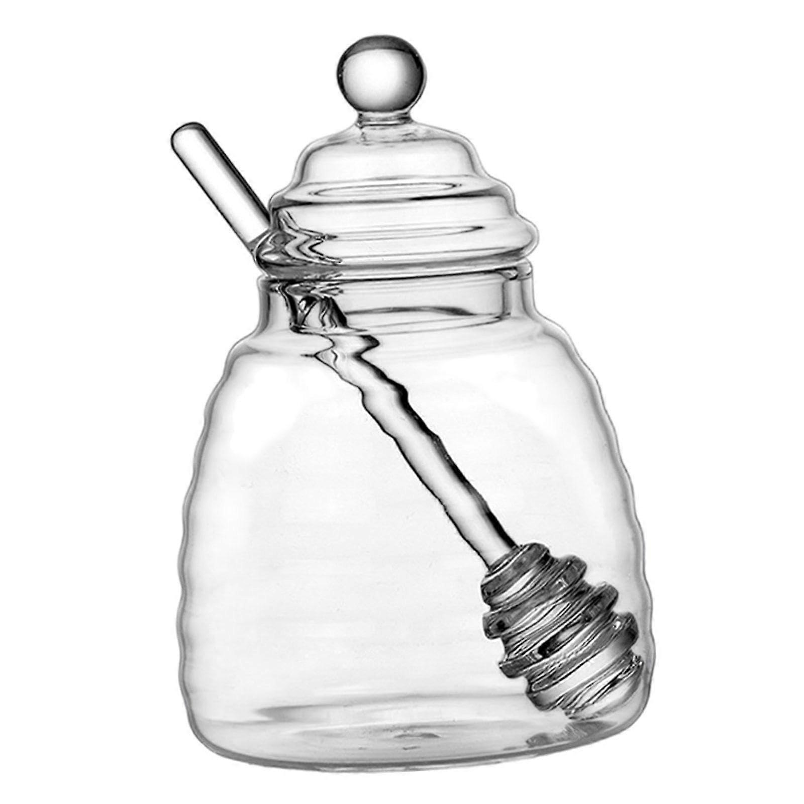 Honey Dispenser With Dipper And Lid, 500ml Capacity, Multi Color Kitchen Use