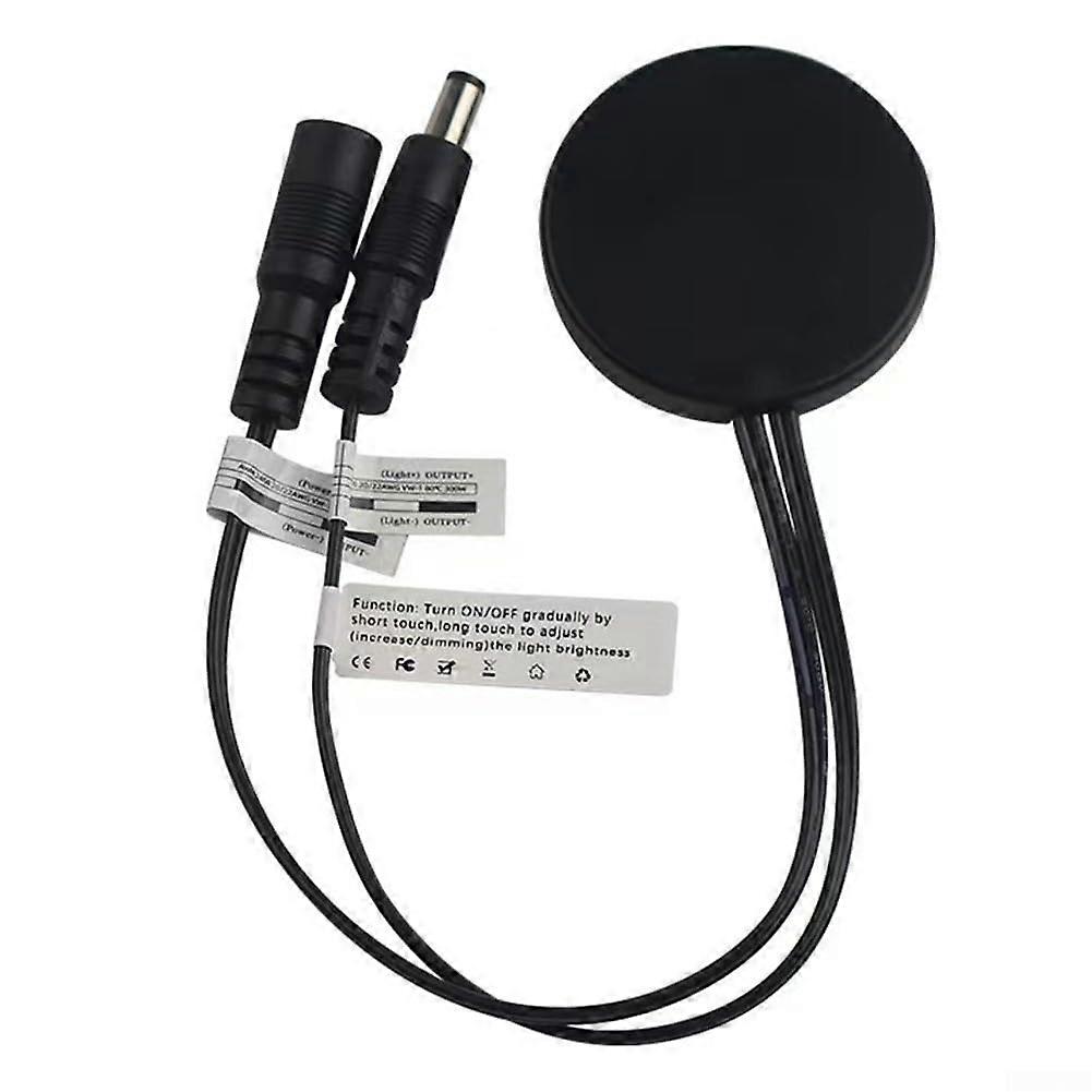 LED Touch Dimmer Controller for DC12V/DC24V LED Strips, 20cm Cable, Black, Easy Brightness Control