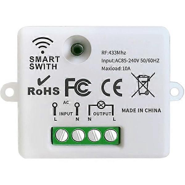 Wireless Light Switch, 10A Relay Receiver Controller, Easy Installation, for Lighting up to 1500W