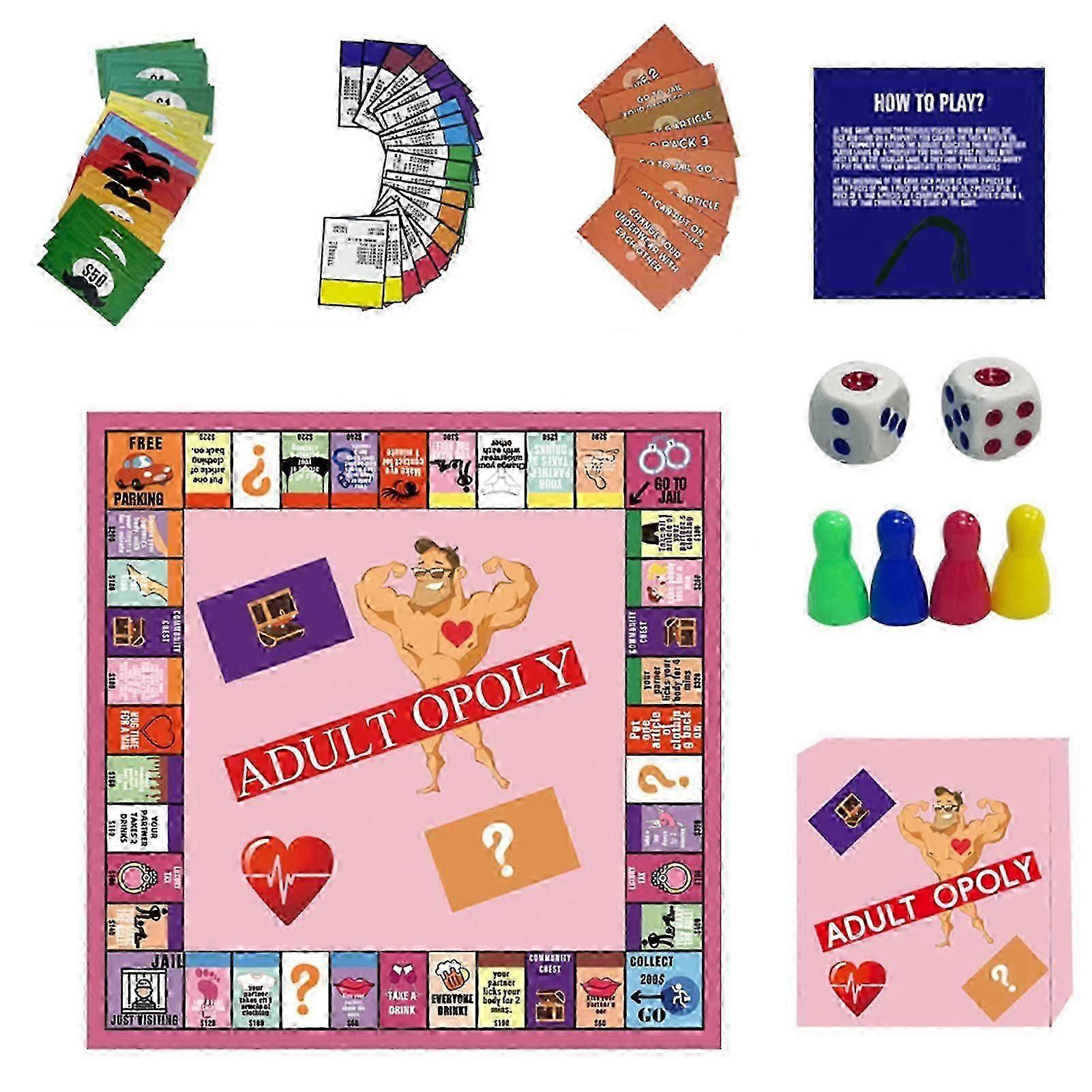 Adultopoly couples game set with fun deck cards