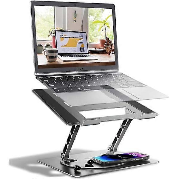 360° Rotating Laptop Stand with Adjustable Height, Heavy Duty & Portable Design, Fits Most 17-Inch Laptops, grey