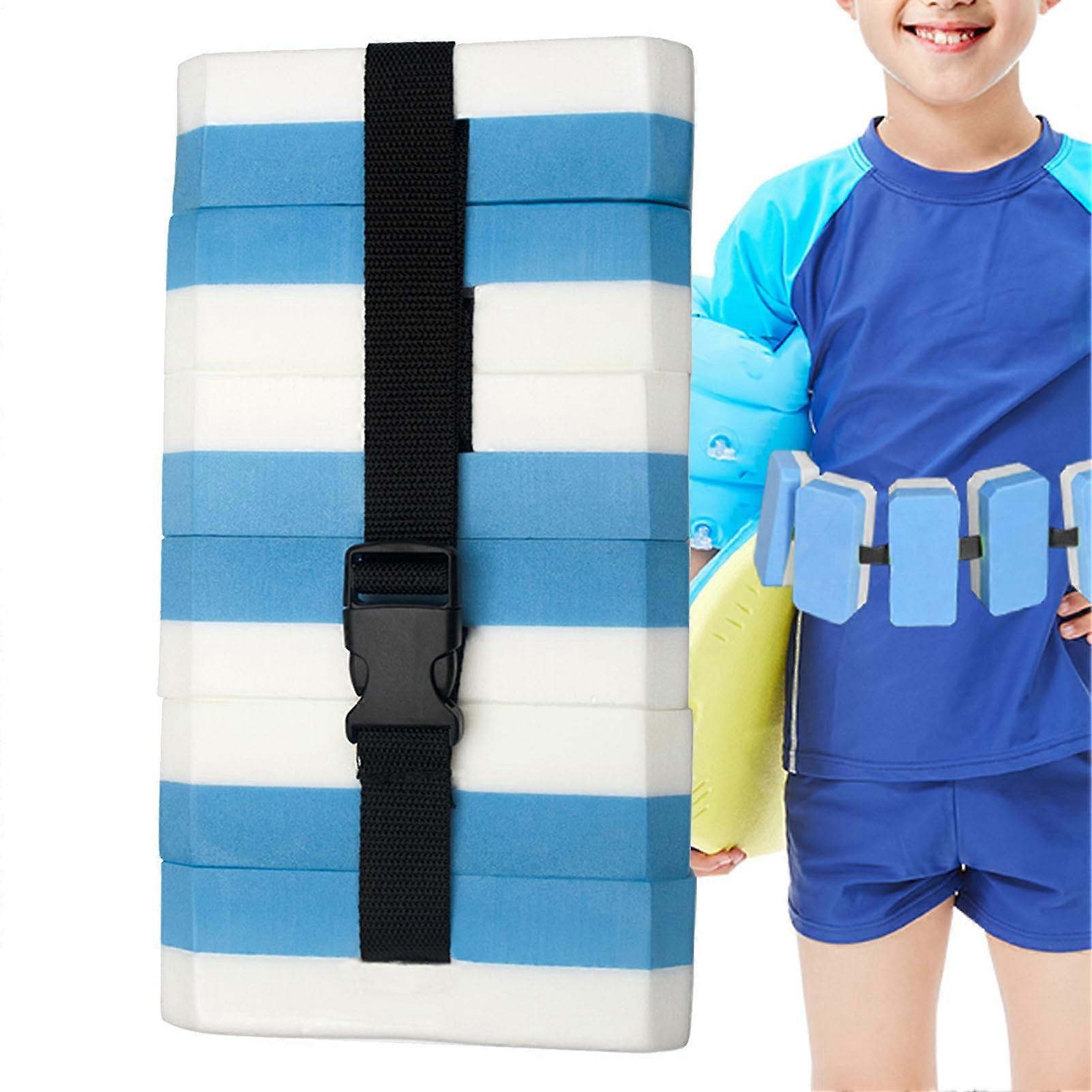Toddler Swim Belt Adjustable Bubble Waist Belt For Pool Safety Floating Board Training Aid For Beginners Blue And White