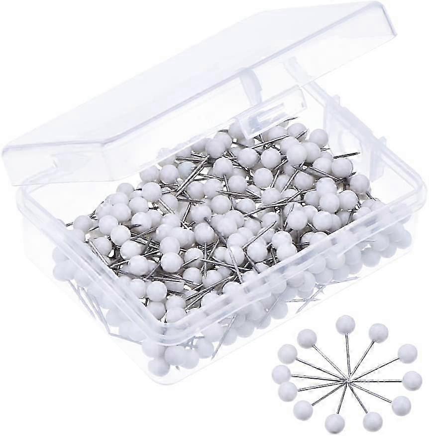 1/8 Inch Round Head Map Tacks Push Pins, 300 Pieces, White