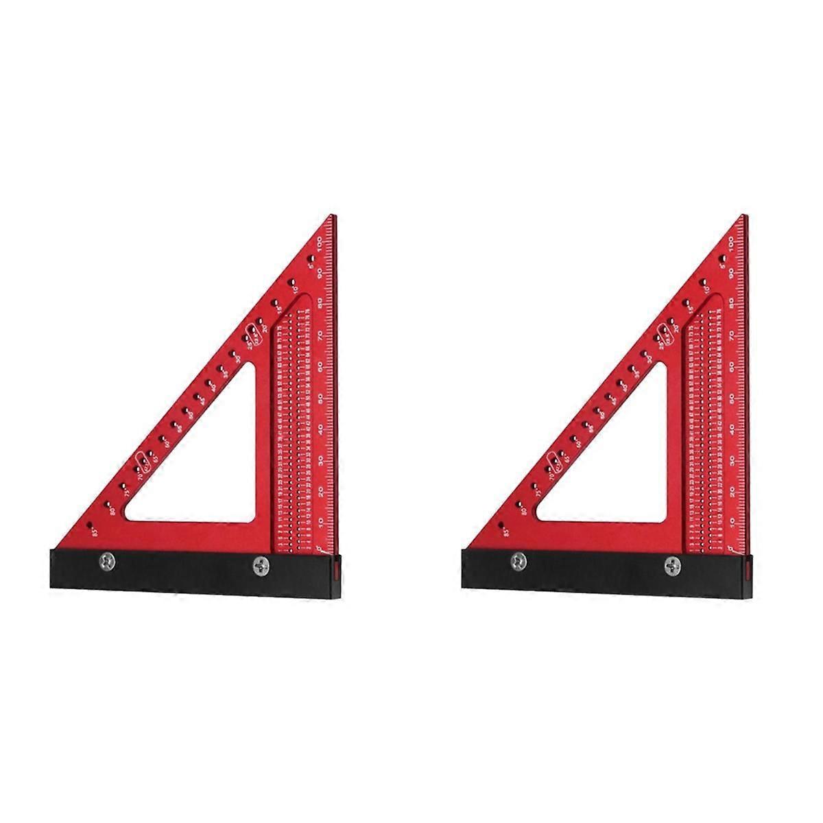 Woodworking Triangle Ruler Set Hole Ruler Aluminum Alloy Backing Ruler Measuring Layout Marking Too
