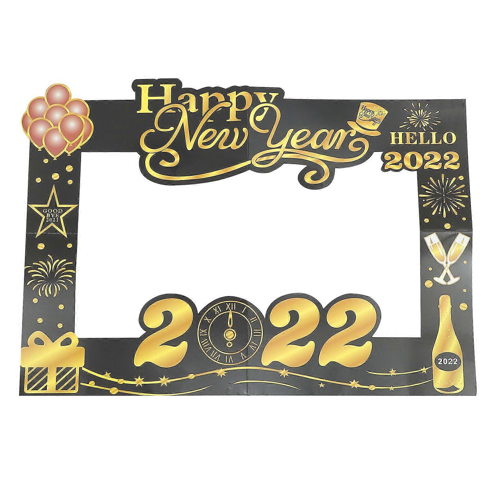 New Year Photo Frame Social Media Prop for Photo Props Made of Paper with Assorted Color 1Pc