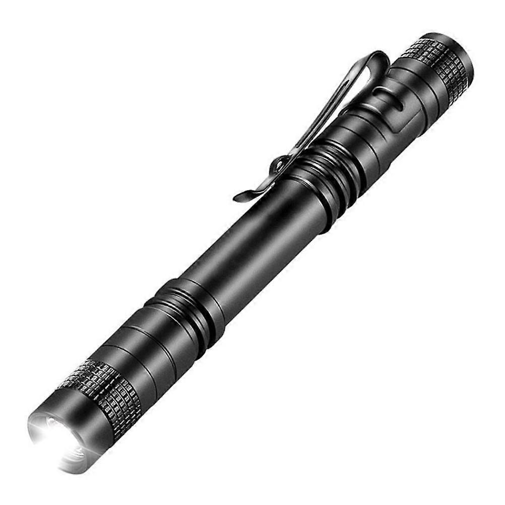 Mini Flashlight - Strong Light, LED, Pen Clip(Black)