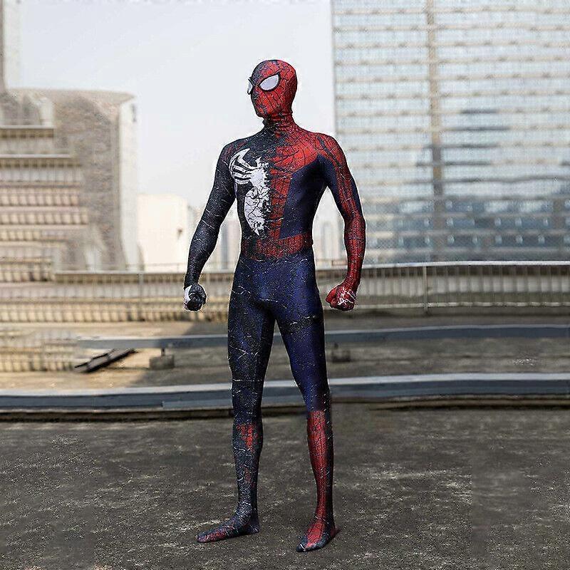 Black and red venom spiderman jumpsuit spiderman role play costume halloween adult