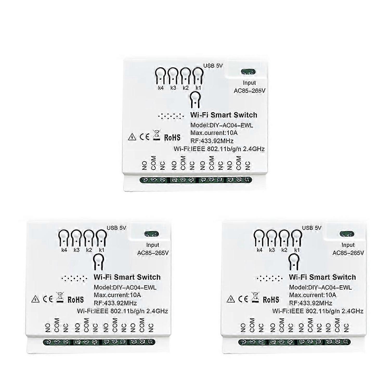 4CH WiFi Smart Switch RF433 85-265V 2.4G WiFi