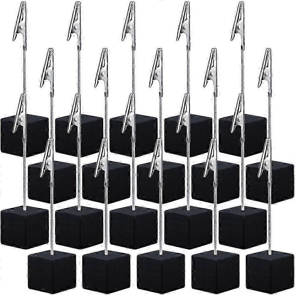 20 Pieces Cube Base Memo Clip Holder With Alligator Clip Wood Base Table Number Holder Cube Base Pla
