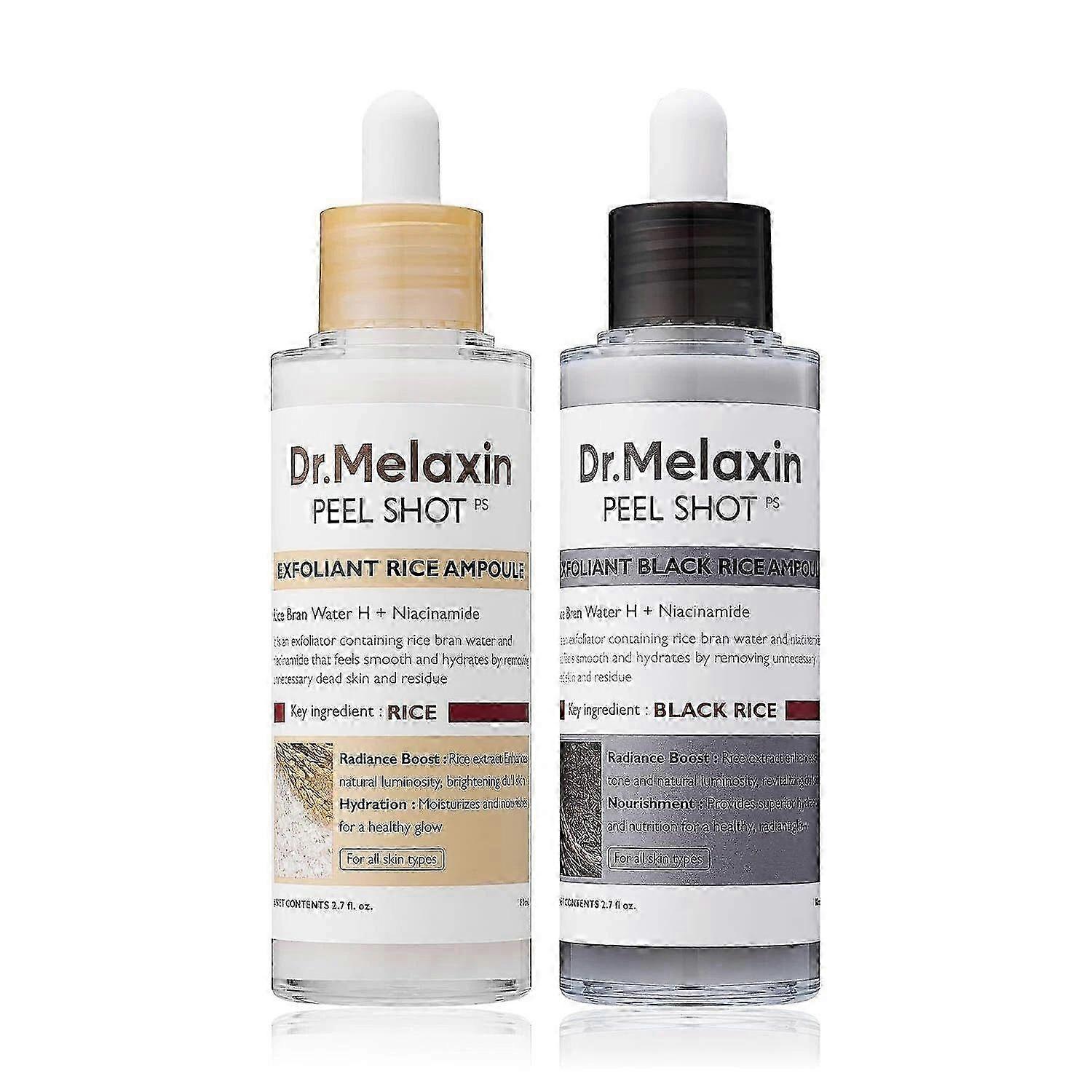 Peel Shot Glow Rice Ampoule Duo - White &; Black Rice Exfoliating Scrub για Πρόσωπο &; Σώμα, Dead Skin &; Blackhead Remover για όλους τους τύπους δέρματος 2025