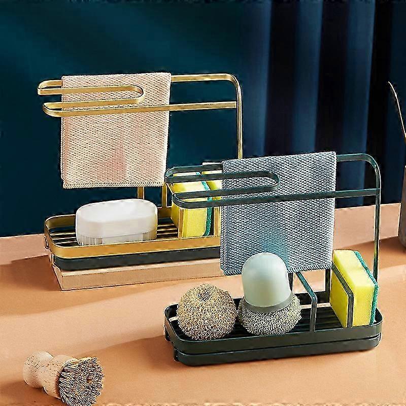 Kitchen Sink Organizer with Towel Rack and Dishcloth Drying Feature for Home Use