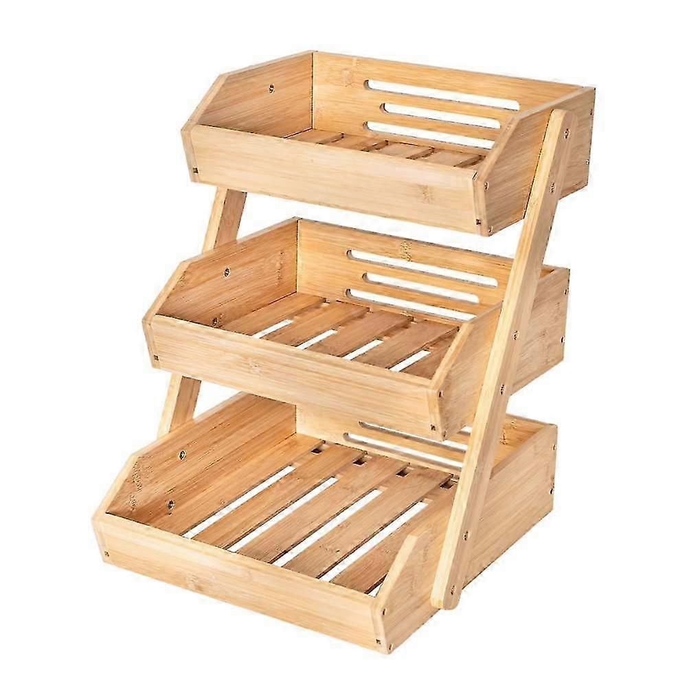 3 -layer bamboo fruit baskets/bowls kitchen counter storage. Excellent potatoes, bread 2025