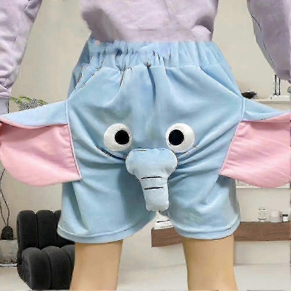 3D Ears Pyjama Shorts Loose Plush Elephant Trunk Summer Sleepwear for Men Women