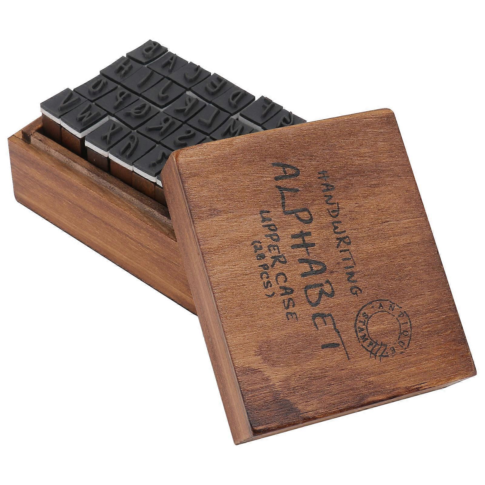 Wooden Antique Stamps Alphabet Seals for Decorating 28Pcs with Storage Box