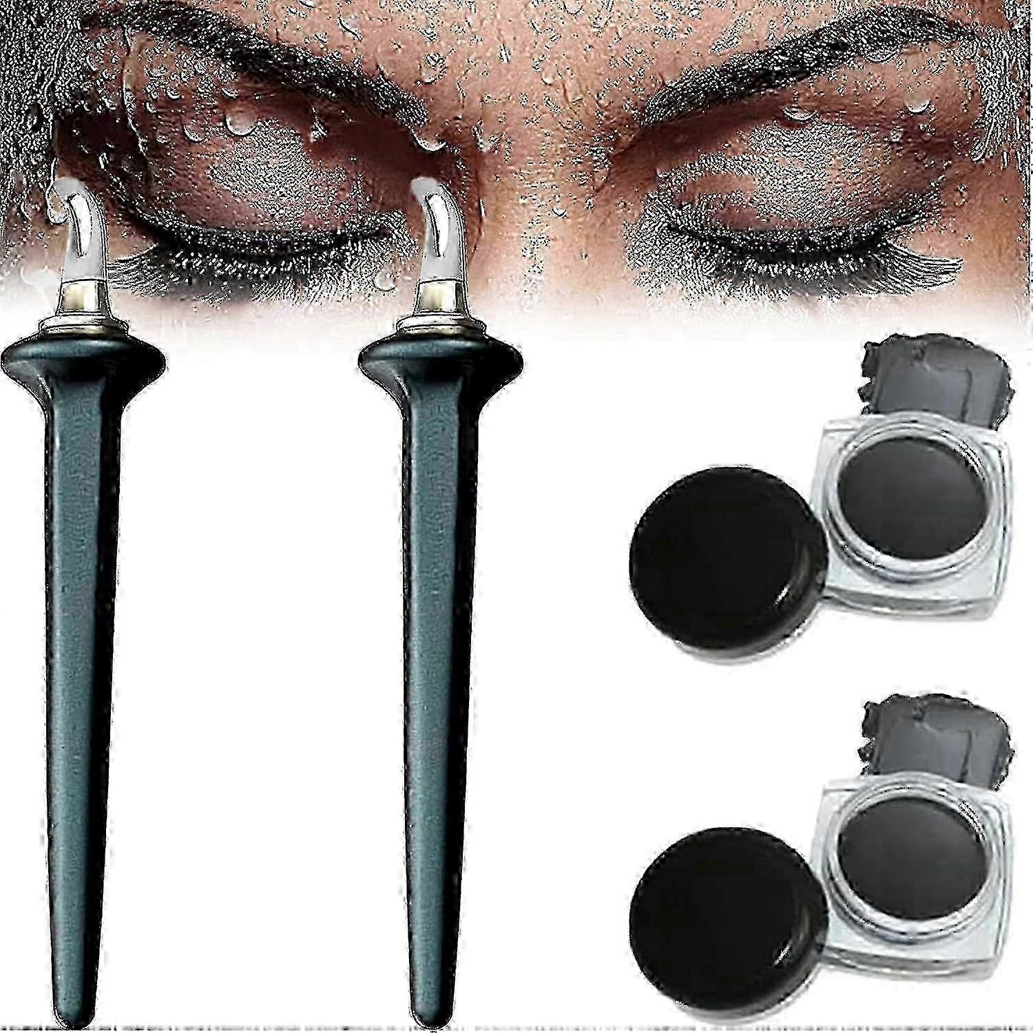 Eyeliner Applicator Kit, Silicone Eyeliner Tool with Eyeliner Cream, Reusable Silicone Eye Liner Tool Waterproof Eyeliner