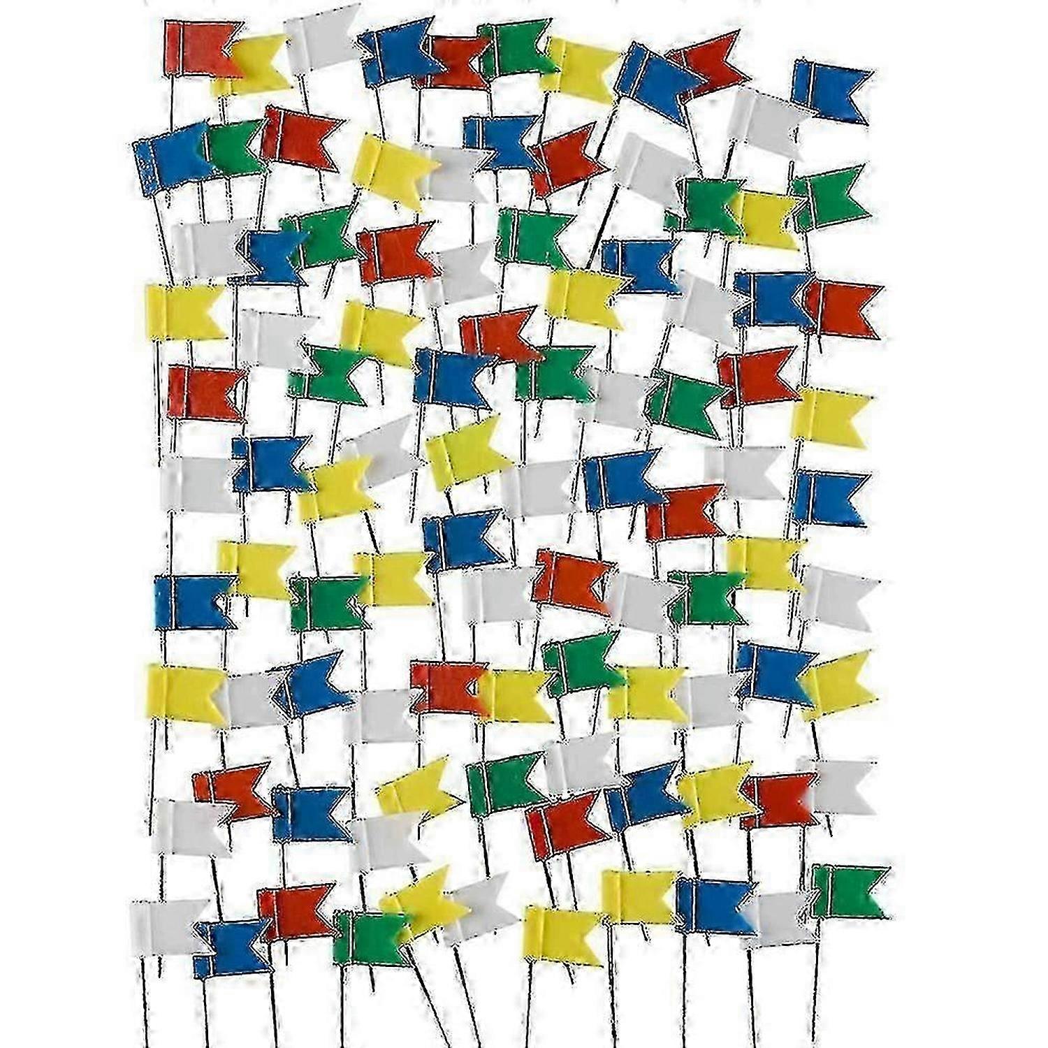 100 sztuk markerów flag - pinezki flagowe w 5 kolorach do map i tablic
