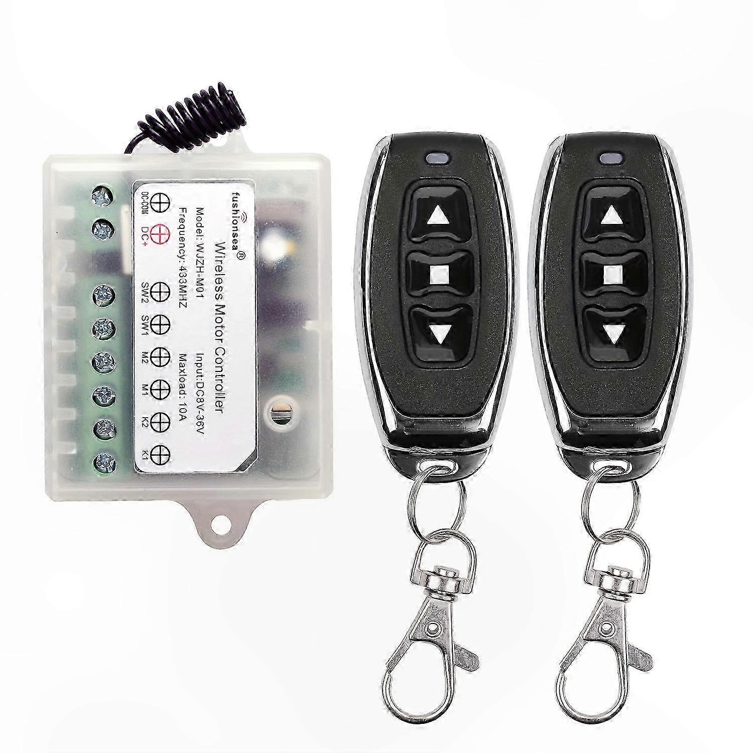 2-Pack 433MHz Wireless Relay Switch for DC Motors, 8V-36V Forward Reverse Control with Latched Mode for Linear Actuators