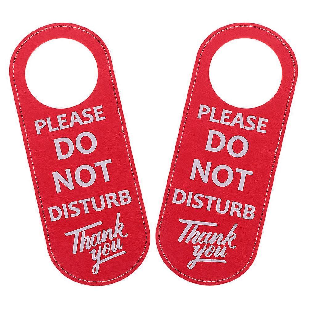 Red Do Not Disturb Tag 2Pcs Door Hanging Board Hotel Rooms Home Office Environments Pu Material Convenient Function