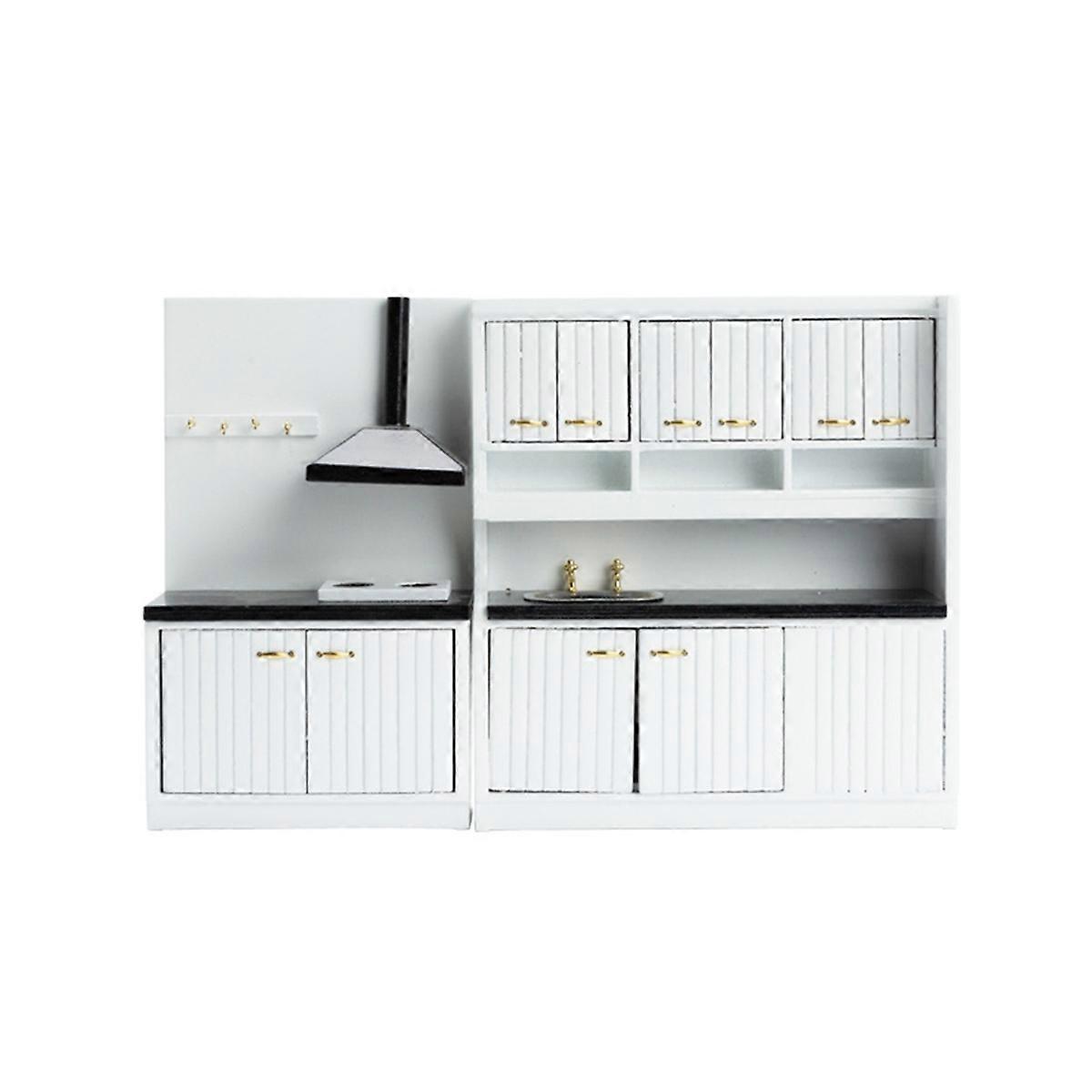 1Set White Kitchen Cooking Table Set 1/12 Dollhouse Decoration